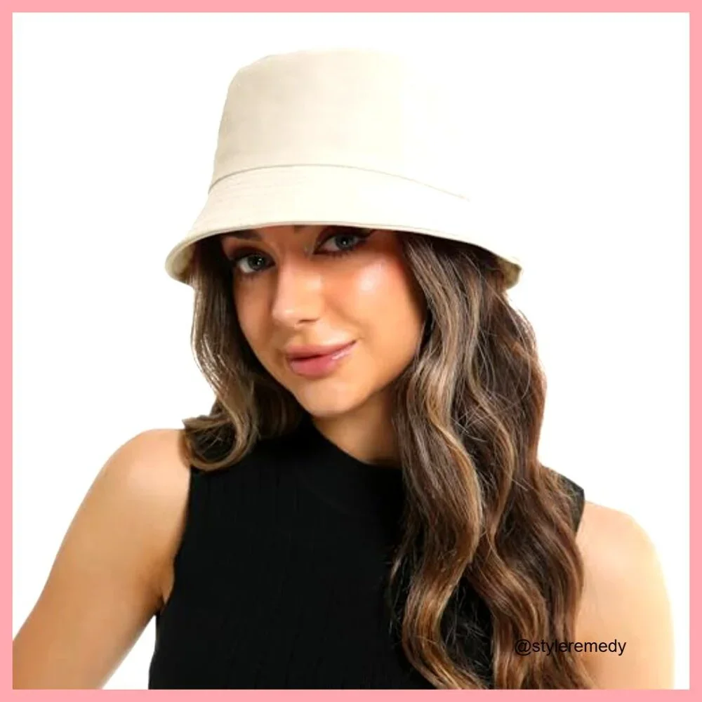 Cotton Bucket Hat with UPF 50+ Sun Protection, Adjustable Drawstring